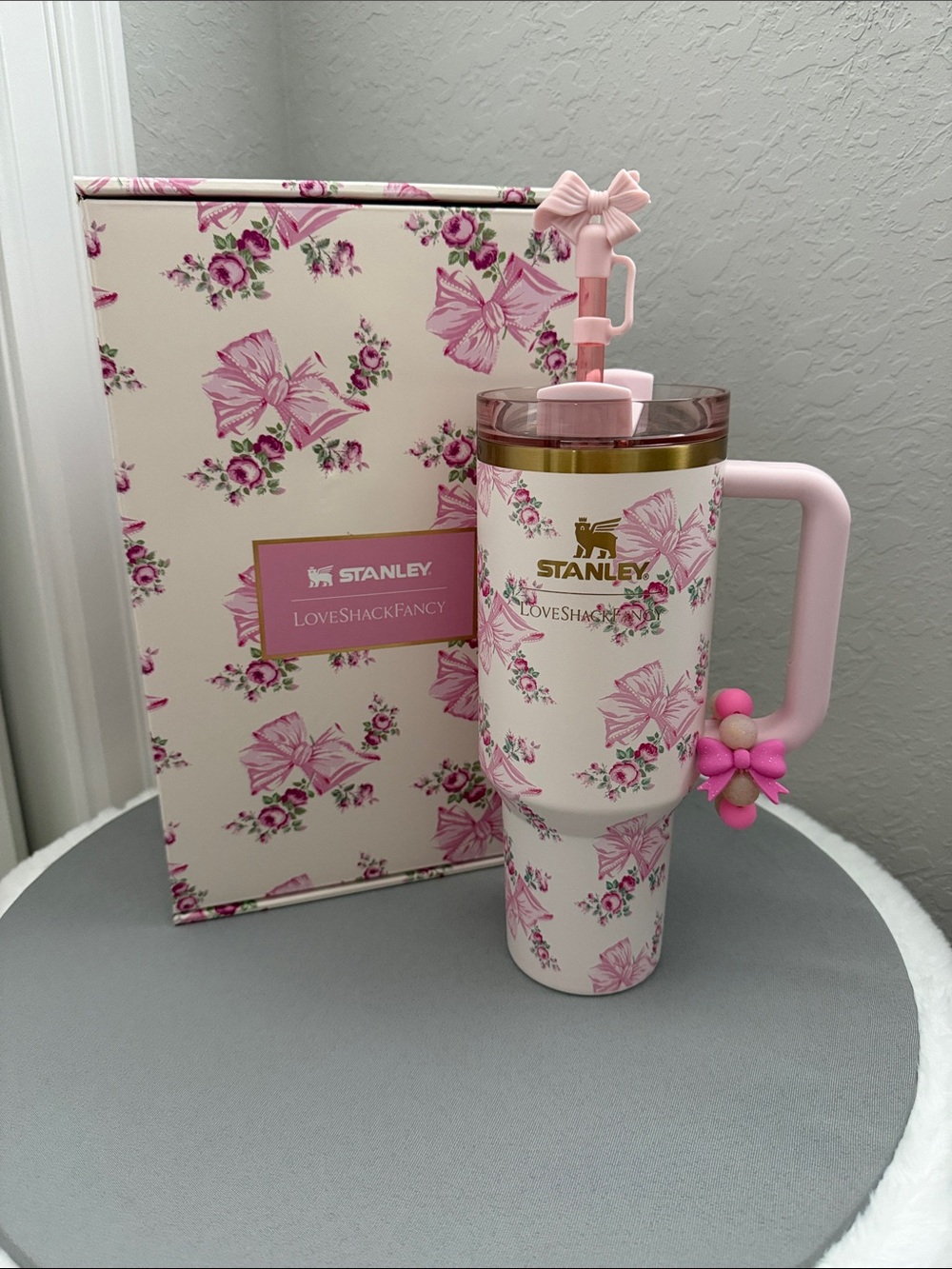 EUC Stanley Love Shack Fancy Rosa Beaux Pink 40oz Tumbler